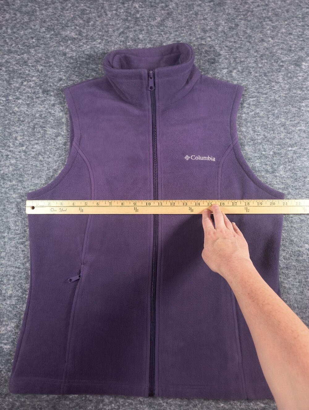 Columbia fleece zip vest, purple, women's large - Picture 9 of 15